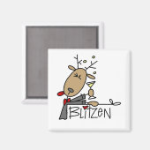 Aimant Blitzen Reindeer T-shirts et cadeaux de Noël (Recto/Verso)