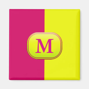Aimant Bloc de couleur rose et jaune moderne - Personnali