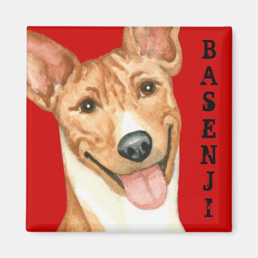 Aimant Bloc de couleurs Basenji (Devant)