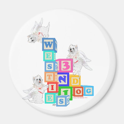 Aimant Blocs d'ange Westie (Devant)