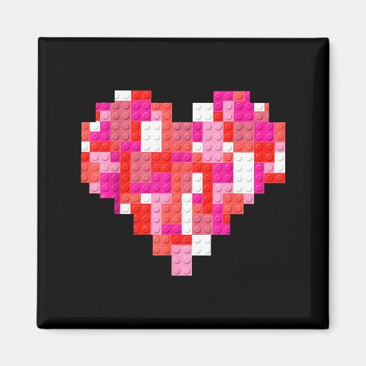 Aimant blocs de coeur de la Saint-Valentin briques garçon (Devant)