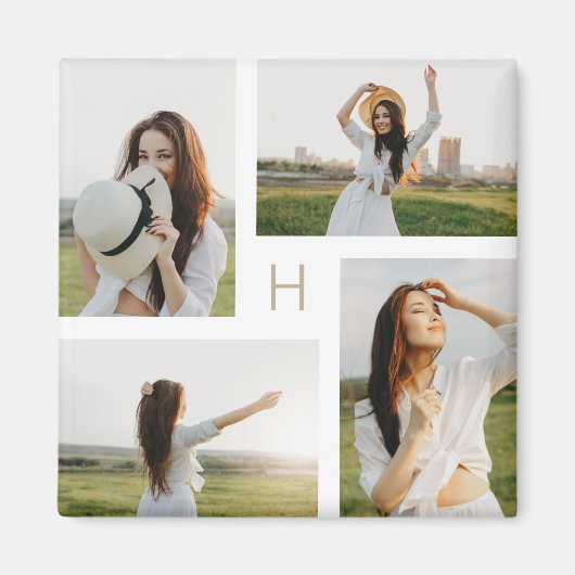 Aimant Blocs de monogramme avec couleur modifiable Photo (Devant)