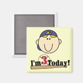 Aimant Blond Boy Baseball 3e anniversaire (Recto/Verso)