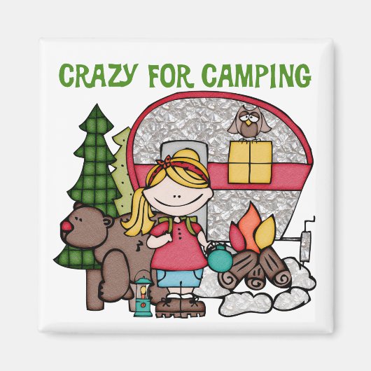Aimant Blond Girl Crazy Pour Camping (Devant)