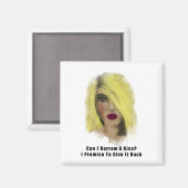 Aimant Blonde Bombshell Femme Emprunter Un Baiser (Recto/Verso)