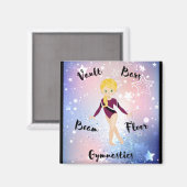 Aimant Blonde étoilée, Yeux verts, Léotard bordeaux (Recto/Verso)