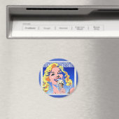 Aimant Blonde mangeant une glace dans un style Pop Art co (In Situ (Lave-vaisselle))