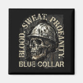 Aimant Blood Sweat Profanity Construction Worker Skull Bl (Devant)