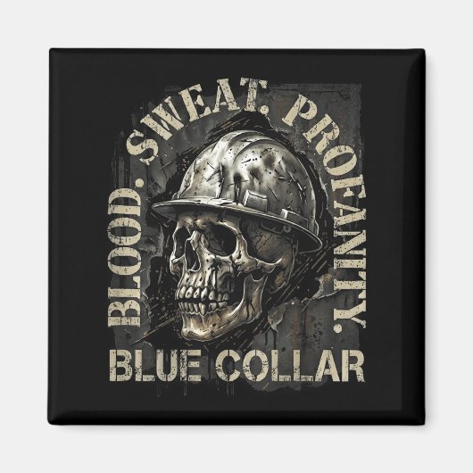 Aimant Blood Sweat Profanity Construction Worker Skull Bl (Devant)