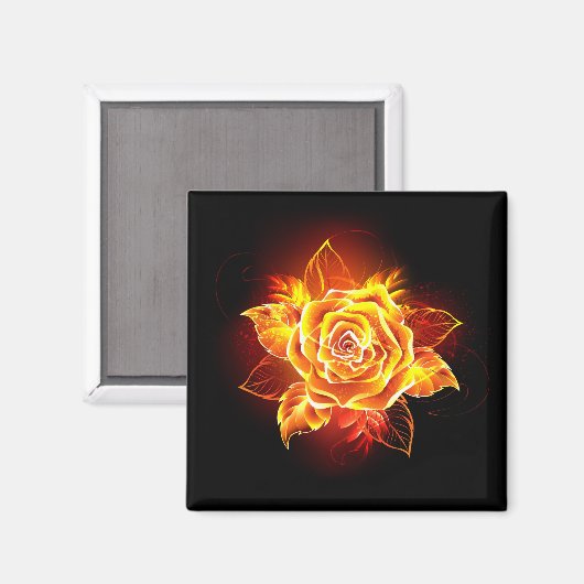 Aimant Blooming Fire Rose (Recto/Verso)