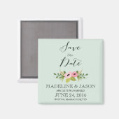 Aimant Blooms roses Enregistrer l'aimant de date (Recto/Verso)