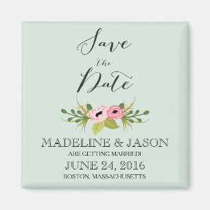 Aimant Blooms roses Enregistrer l'aimant de date