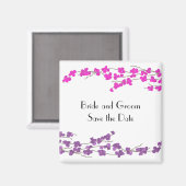 Aimant Blossoms magenta et violet Enregistrer la date (Recto/Verso)
