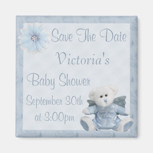 Aimant Blue Angel Teddy Bear Enregistrer le Baby shower D (Devant)