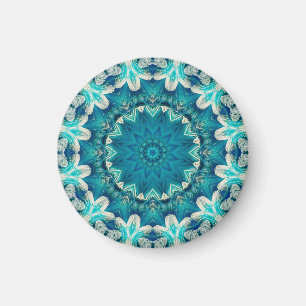 Aimant Blue Aqua Mandala Rosette Retro Hippie