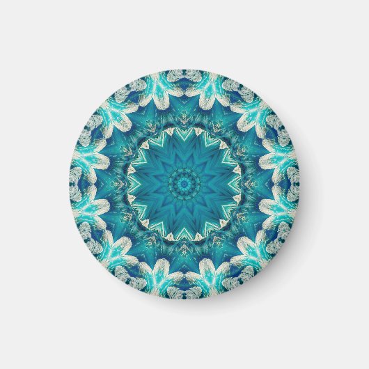 Aimant Blue Aqua Mandala Rosette Retro Hippie (Devant)
