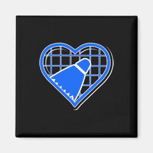Aimant Blue Badminton Heart Pour Les Amateurs De Badminto