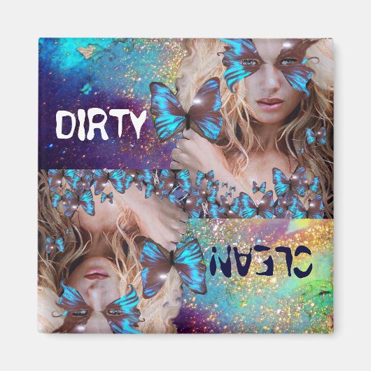 AIMANT BLUE BUTTERFLY WITH GREEN GOLD SPARKLES (Devant)