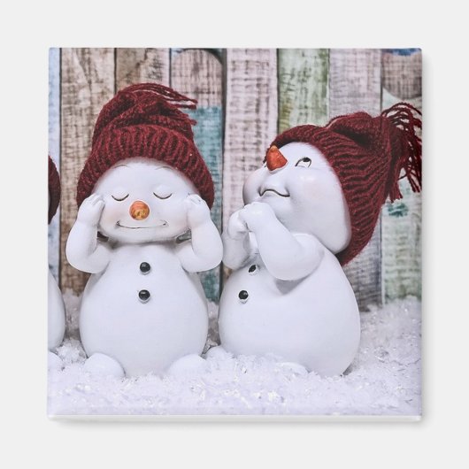 Aimant Blue Christmas mignon Snowman (Devant)