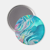 Aimant Blue Coral Beach Art Abstrait (Recto/Verso)