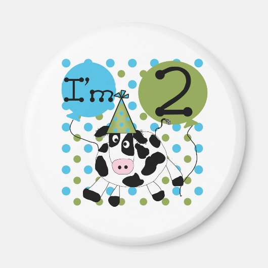 Aimant Blue Cow 2e anniversaire (Devant)