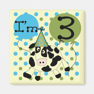 Aimant Blue Cow 3e Anniversaire Tshirts et cadeaux