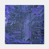 Aimant Blue Cyber Circuit Board Tech Electronique (Devant)