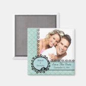 Aimant Blue Damask Inséparables Photo Save The Date Magne (Recto/Verso)