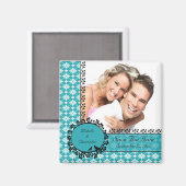 Aimant Blue Damask Inséparables Photo Save The Date Magne (Recto/Verso)