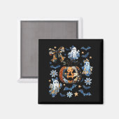 Aimant Blue Denim Floral Patchwork Citrouille Ghost Coque (Recto/Verso)