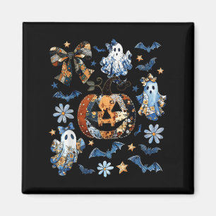Aimant Blue Denim Floral Patchwork Citrouille Ghost Coque