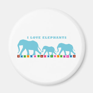 Aimant Blue Elephants Walking