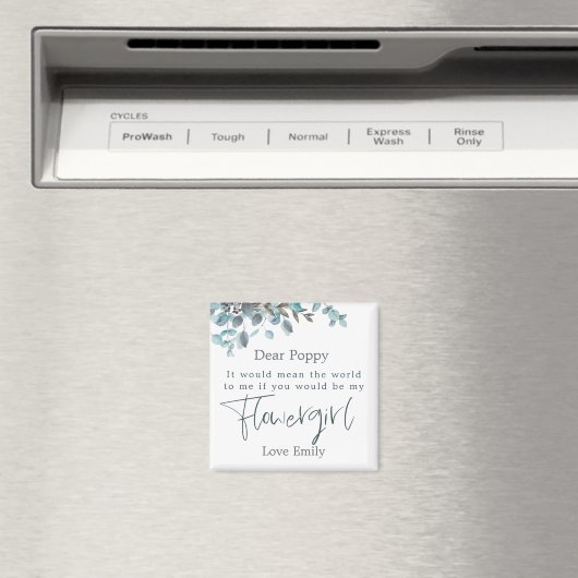 Aimant Blue Eucalyptus Feuille Script Flower Demande de f (In Situ (Lave-vaisselle))