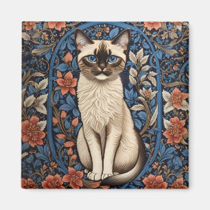 Aimant Blue Eyed Siamese Chat William Morris Inspiré
