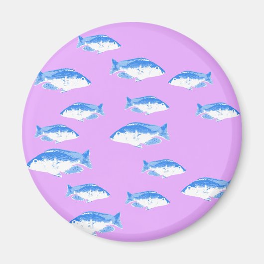 Aimant Blue fish on lilac (Devant)
