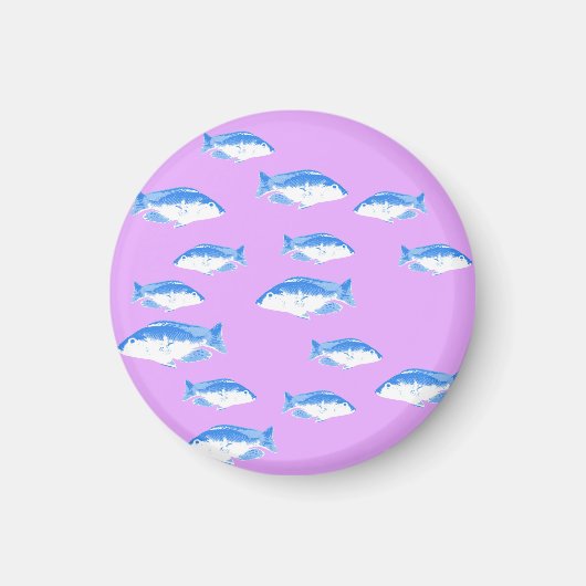 Aimant Blue fish on lilac (Devant)