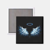 Aimant Blue Glowing Angel Wings on black background (Recto/Verso)