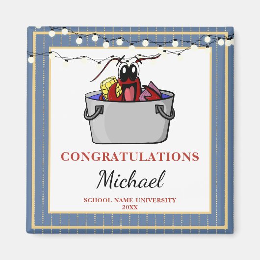 Aimant Blue Gold Crawfish Boil Graduation Party (Devant)