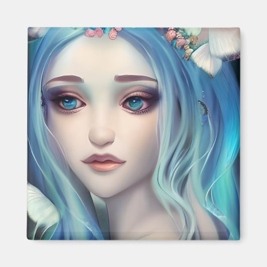 Aimant Blue Haired Fairy | Art Imaginaire (Devant)