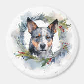 Aimant Blue Heeler Christmas Wreath Festive Pup (Devant)
