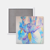 Aimant Blue Iris Art floral Aquarelle Design (Recto/Verso)