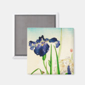 Aimant Blue Iris - imprimé japonais aquarelle (Recto/Verso)