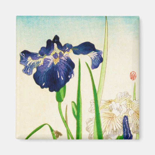 Aimant Blue Iris - imprimé japonais aquarelle (Devant)