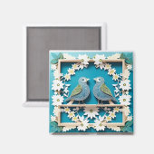 Aimant Blue Jay Birds Papier Art (Recto/Verso)