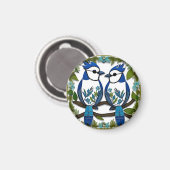 Aimant Blue Jay Birds Papier Art (Recto/Verso)