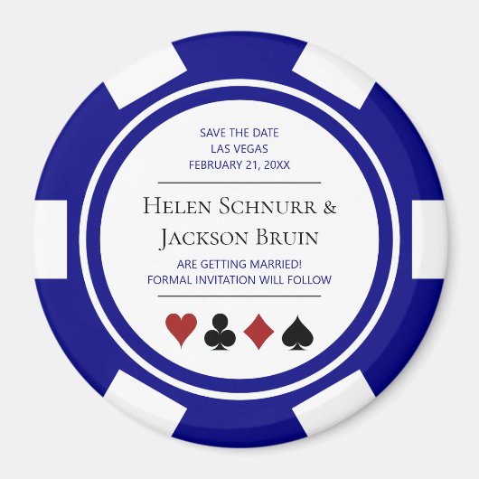 Aimant Blue Las Vegas Mariage Enregistrer La Date Poker C (Devant)