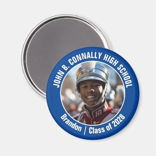 Aimant Blue Marching Band Photo High School Spirit (Recto/Verso)