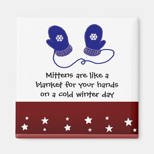 Aimant Blue Mittens avec Winter Disant (Devant)