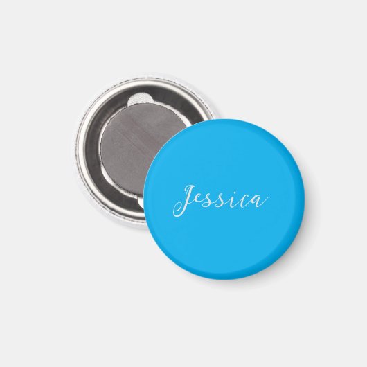 Aimant Blue Modern Elegant Plain Simple Professional Name (Recto/Verso)
