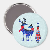 Aimant Blue Nordic Christmas Reindeer Pair (Recto/Verso)